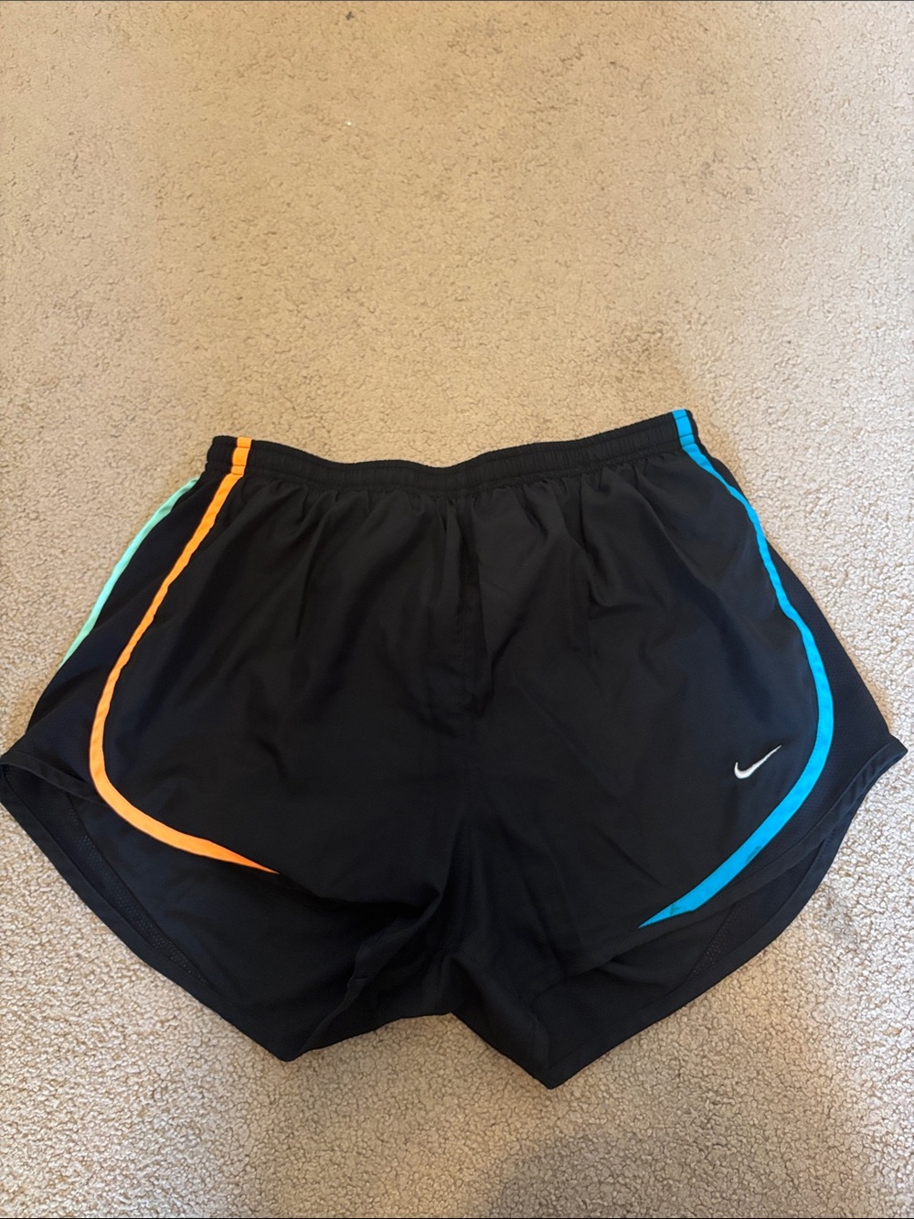 Nike Black Women's Athletic Shorts with Orange and Teal Trim